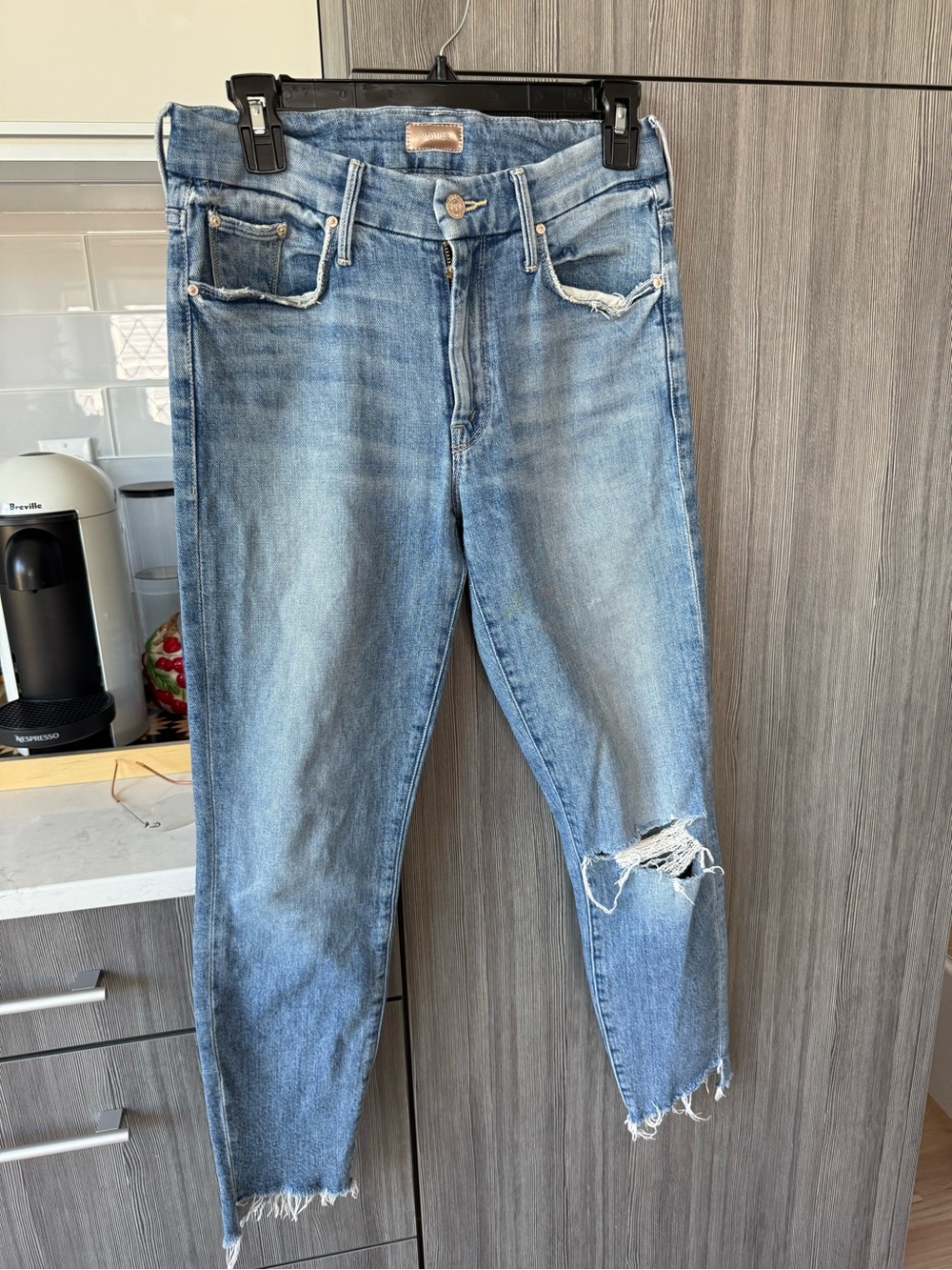 MOTHER  Jeans “The Looker” Ankle Step Frey” Distressed Denim